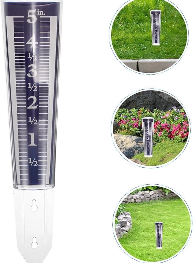 مقياس المطر البلاستيكي الشفاف مع وتد لقياس هطول الأمطار في الهواء الطلق للحدائق والملاعب - Image 2